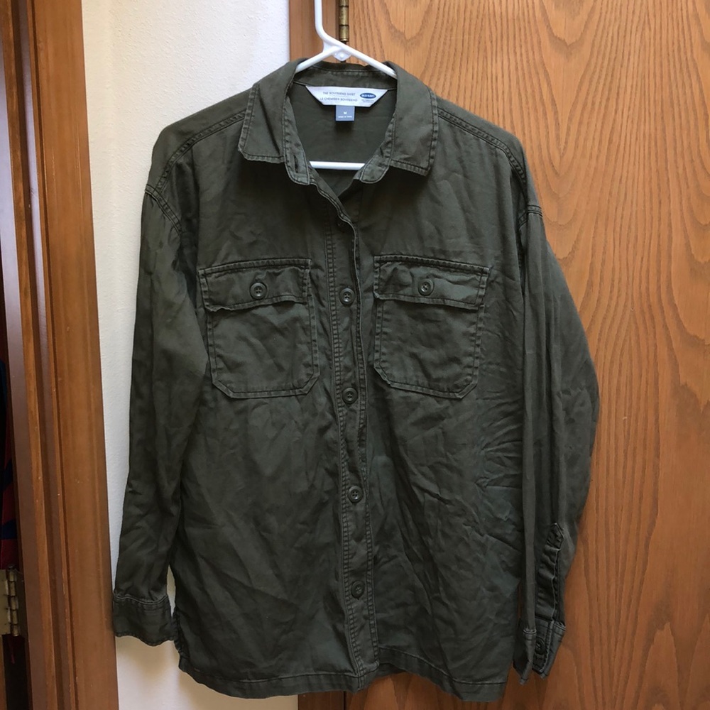 Green Old Navy Boyfriend Button Down Shirt
